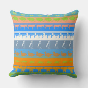 Retro Colorful Animals Mönster #5 Kudde