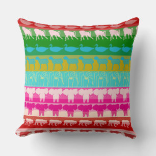 Retro Colorful Animals Mönster #6 Kudde