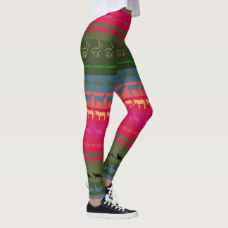 Retro Colorful Animals Mönster #7 Leggings