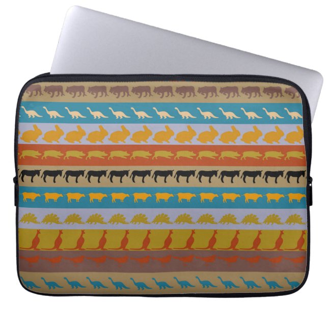 Retro Colorful Animals Mönster #8 Laptop Fodral (Framsidan)