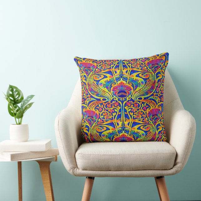 Retro Colorful Art Nouveau Pattern Kudde (Stol)