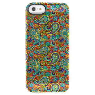 Retro Colorful Blommigt Paisley Mönster Clear iPhone SE/5/5s Skal