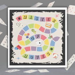 Retro Colorful Board Game Master of Moves Napkins Pappersservett