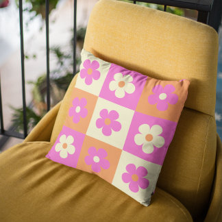Retro Colorful Bohemian Blommönster Kudde