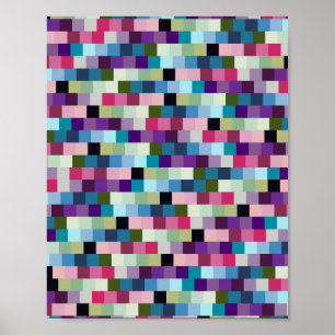Retro Colorful Checkerboard 01 Poster