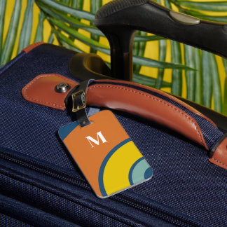 Retro Colorful Circle Abstract Monogram Bagagebricka