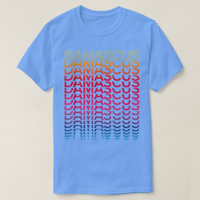 Retro Colorful City Nostalgic Damaskcus T Shirt (Design framsida)
