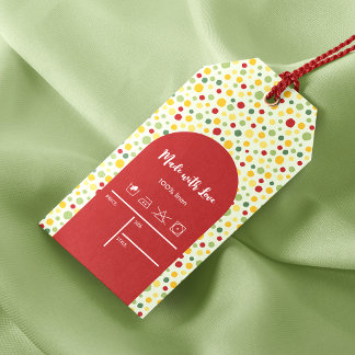 Retro Colorful Clothing Storlek Pris Märkre-etiket Presentetikett