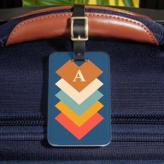 Retro Colorful Geometric Shape Monogram Bagagebricka