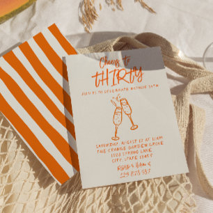 Retro Colorful Hand plockade 30:e Whimsical Birthd Inbjudningar