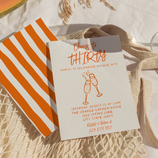 Retro Colorful Hand plockade 30:e Whimsical Birthd Inbjudningar (Skapare uppladdad)