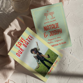 Retro Colorful Hand plockade Pastel Roligt Photo B Spara Datumet