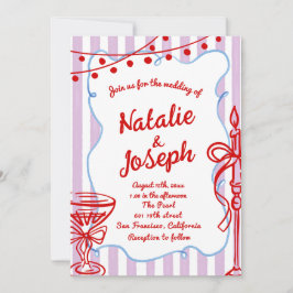 Retro Colorful Hand plockade skriftlig QR-kod Bröl Inbjudningar