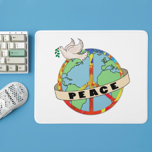 Retro Colorful Hand plockade World Peace with Dove Musmatta