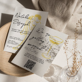 Retro Colorful Hand Written Summer QR Code Wedding Inbjudningar