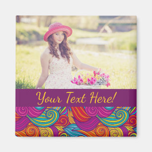 Retro Colorful Jewel Tone Swirly Wave Mönster Magnet