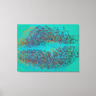 Retro Colorful Läppar Canvastryck