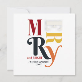 Retro Colorful Merry & Bright Vintage God jul Julkort