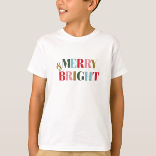 Retro Colorful Merry och Bright Jul T Shirt