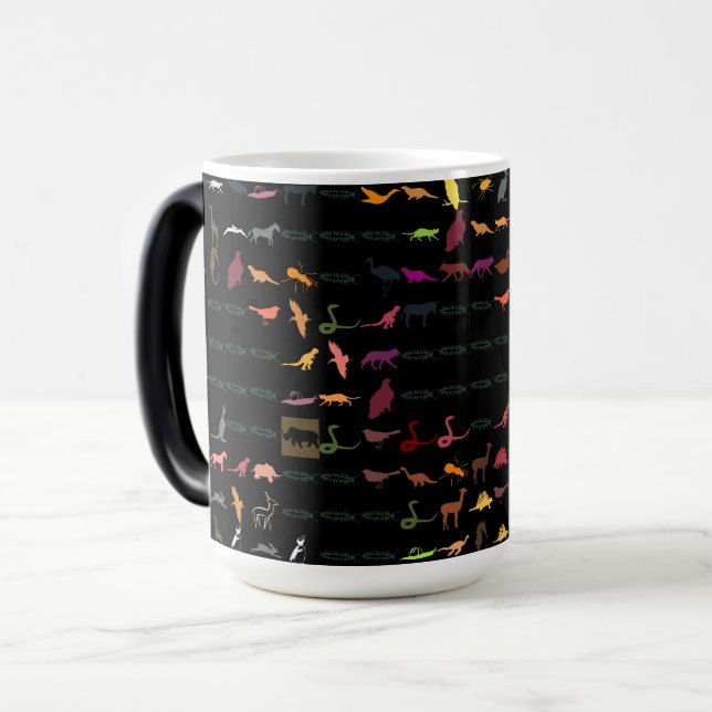 Retro Colorful Modern Animals Mönster #2 Magisk Mugg (Framsida vänster)