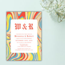 Retro Colorful Monogram Bröllop