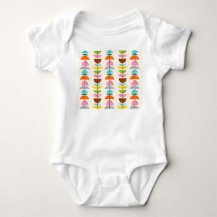 Retro Colorful Nests Baby Jersey Bodykostym T Shirt