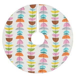 Retro Colorful Nests Julgran Skirt Julgransmatta Borstad Polyester