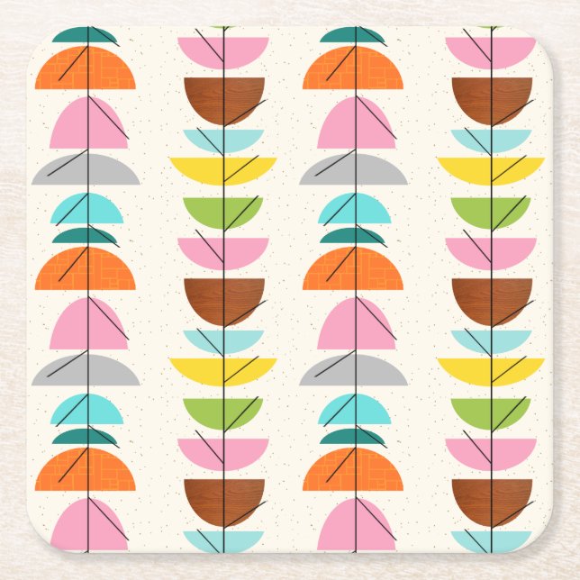 Retro Colorful Nests Papper Underlägg (Framsidan)