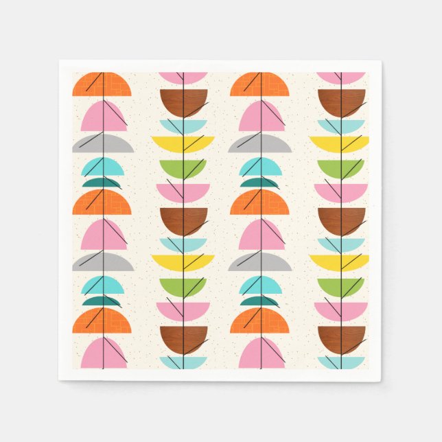 Retro Colorful Nests Pappra Napkins Pappersservett (Framsidan)