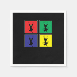 Retro Colorful Pop Art Cute Cat Scratching Animals Pappersservett