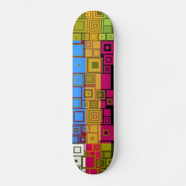 Retro Colorful Pop-fyrkanter Art Mönster Mini Skateboard Bräda 18,7 Cm (Framsida)