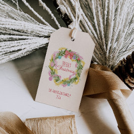 Retro Colorful Quirky God jul Bow Wand Presentetikett