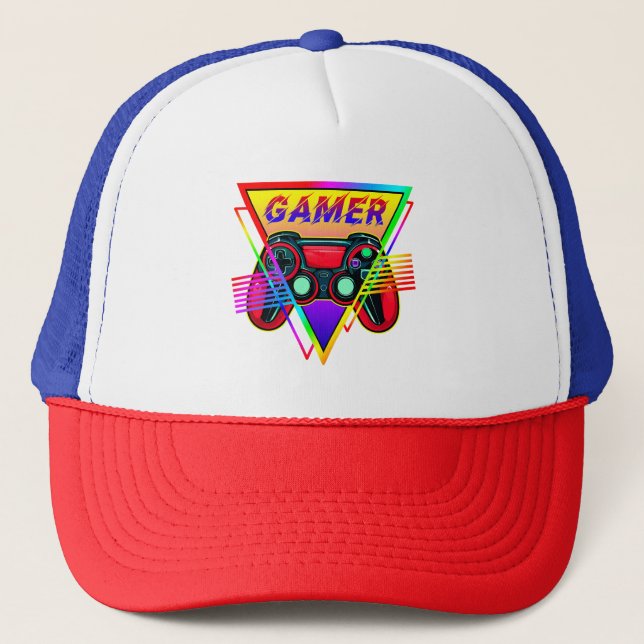 Retro Colorful Rainbow Gamer Computer Gaming Keps (Framsida)