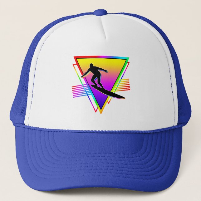 Retro Colorful Rainbow Surfing Surfer Keps (Framsida)