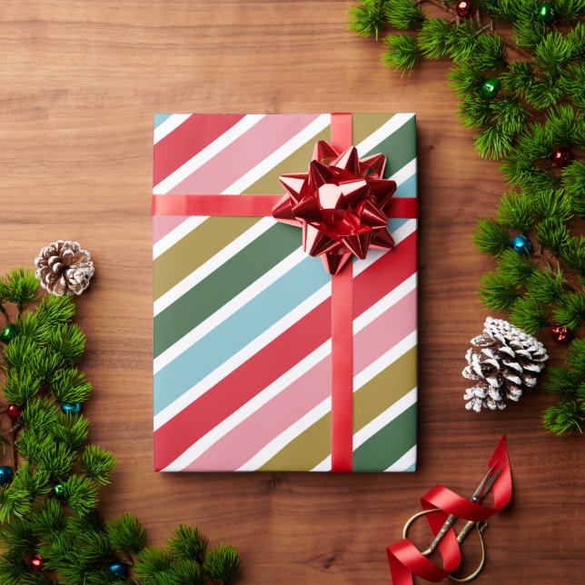 Retro Colorful Rand julHelgdagar Presentpapper (Julgåva)