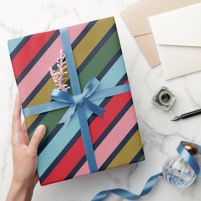 Retro Colorful Rand julHelgdagar Presentpapper (Gifting)