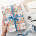 Retro Colorful Rand Merry och Bright Photo Presentpapper<br><div class="desc">Retro Colorful Rand Merry och Bright Photo Wrapping Papper</div>