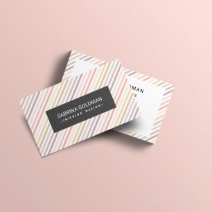 Retro Colorful Rosa Grått Rand Pastel Färg Visitkort