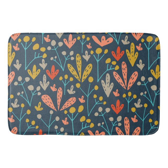 Retro Colorful Rustic Blommigt Löv Mönster Badrumsmatta (Framsidan)
