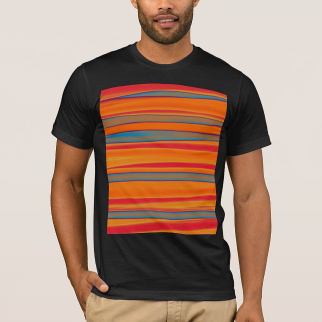 Retro Colorful Stripe Abstrakt Art Tee (Framsida)