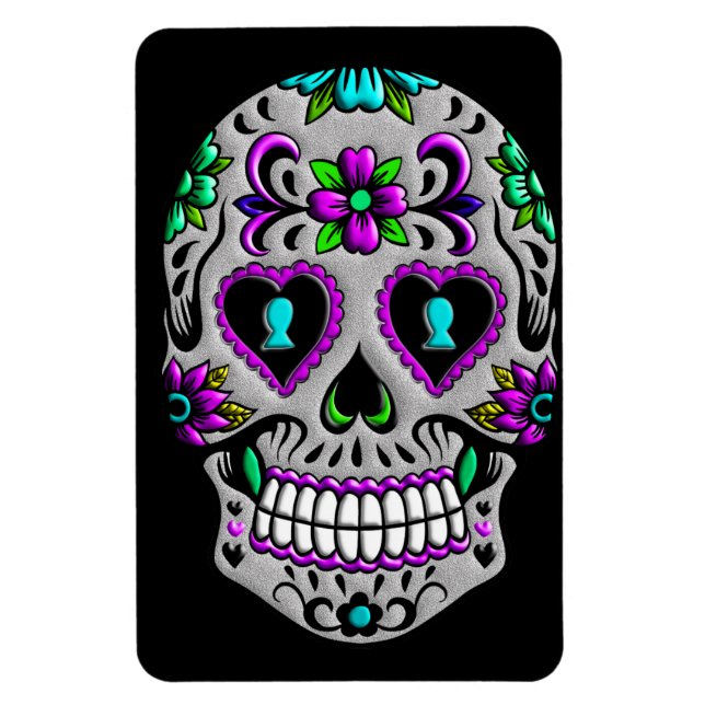 Retro Colorful Sugar Skull Magnet (Vertikal)