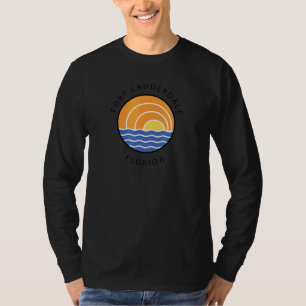 Retro Colorful Sunset Fort Lauderdale Florida Ocea T Shirt
