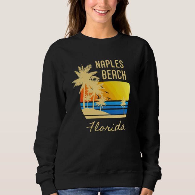 Retro Colorful Sunset Neaples Florida Handflatan T Shirt (Framsida)