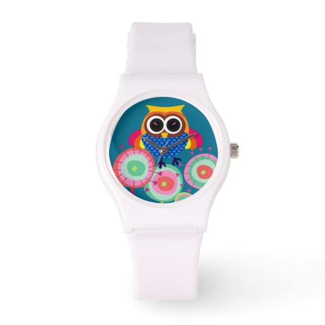 Retro Colorful Uggla Armbandsur (Framsida)