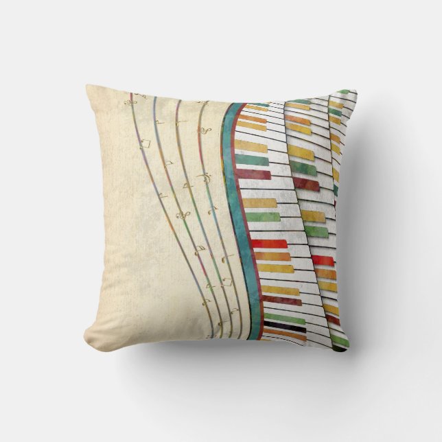 Retro Colorful Vågigt Piano Kudde (Framsida)