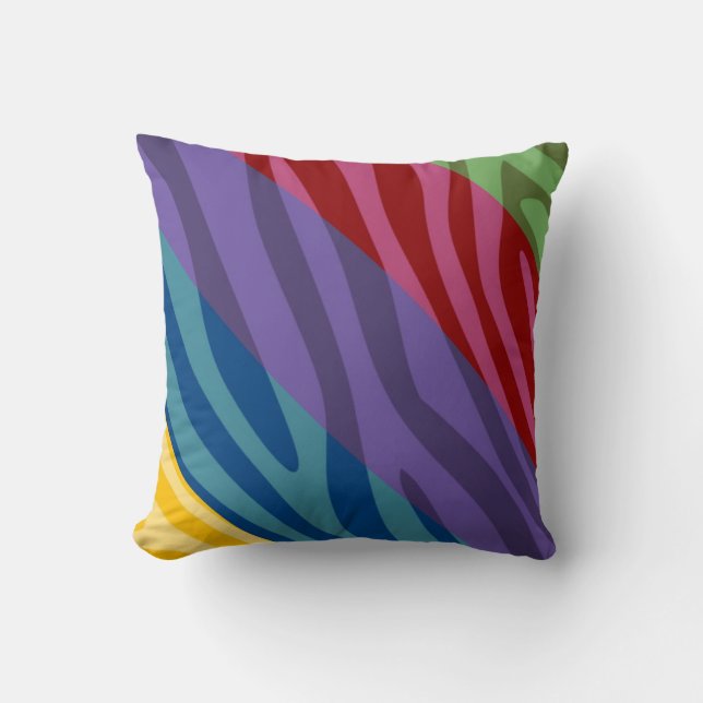 Retro Colorful Zebra tryck Päls Kudde (Framsida)