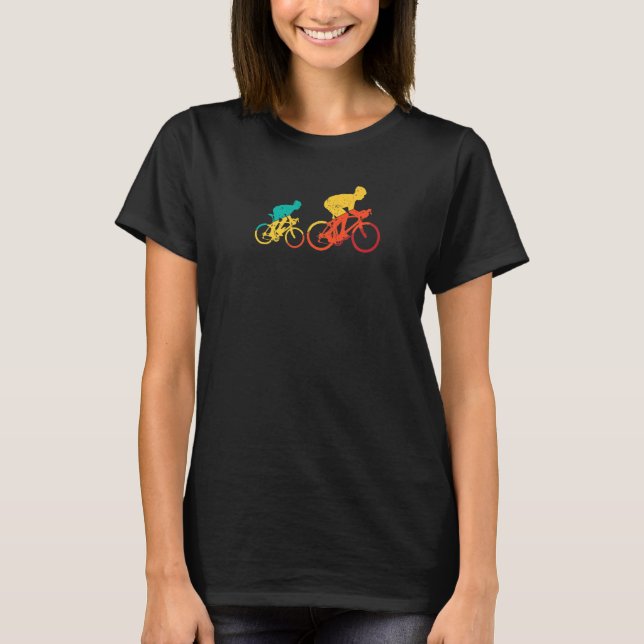 Retro Colors Bicyclist   T Shirt (Framsida)