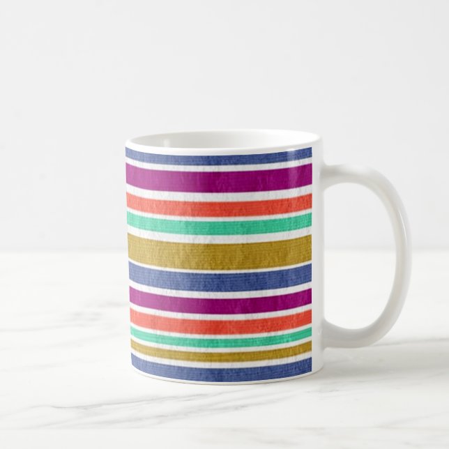 Retro Colors Textured Look Stripes Kaffemugg (Höger)