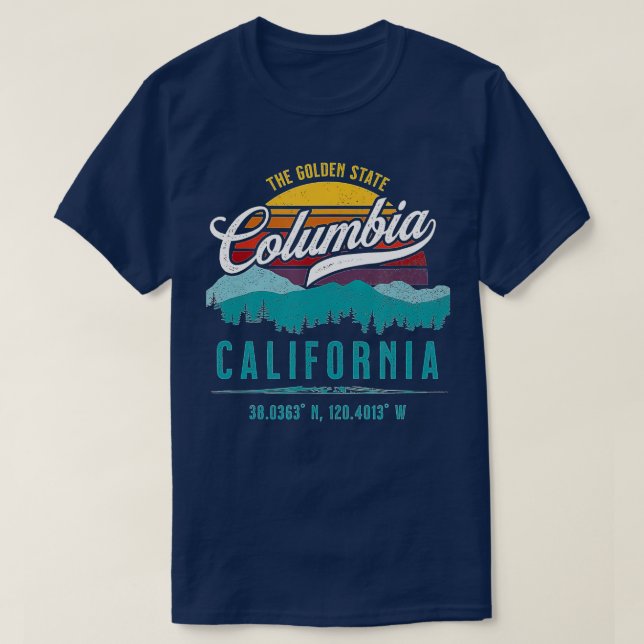 Retro Columbia California Mountains Sol Grunge Art T Shirt (Design framsida)