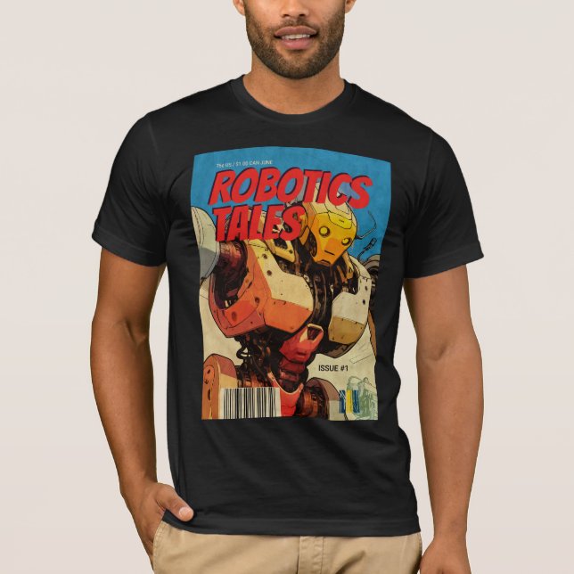 Retro Comic Book Cover Robot Graphic T Shirt (Framsida)